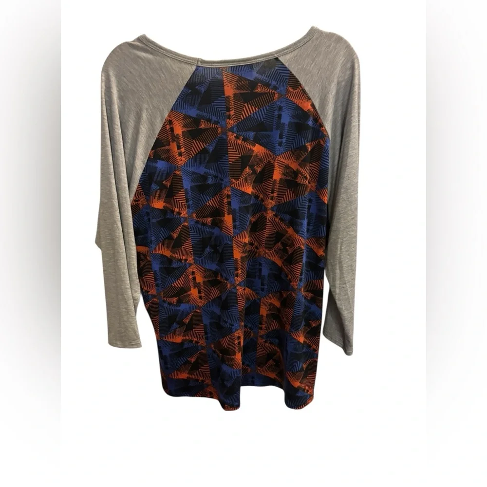 LuLaRoe Randy Gray and Multicolor Geometric Long Sleeve Top - Picture 2 of 3